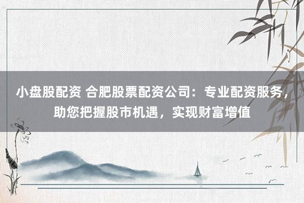 小盘股配资 合肥股票配资公司：专业配资服务，助您把握股市机遇，实现财富增值