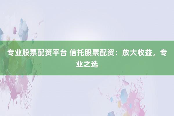 专业股票配资平台 信托股票配资：放大收益，专业之选