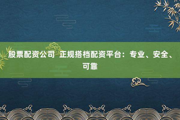 股票配资公司  正规搭档配资平台：专业、安全、可靠