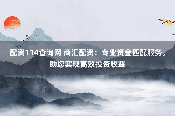 配资114查询网 商汇配资：专业资金匹配服务，助您实现高效投资收益