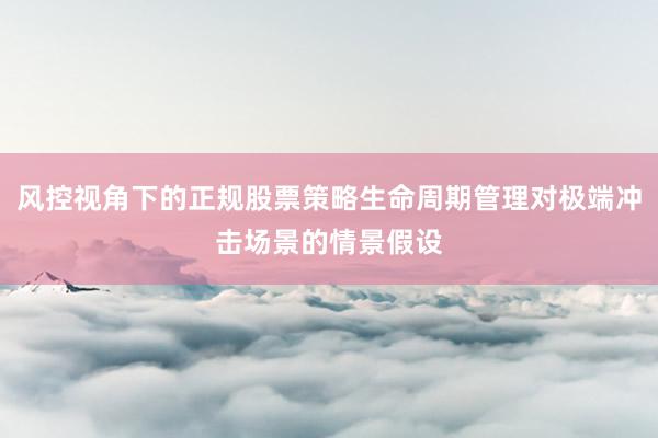 风控视角下的正规股票策略生命周期管理对极端冲击场景的情景假设