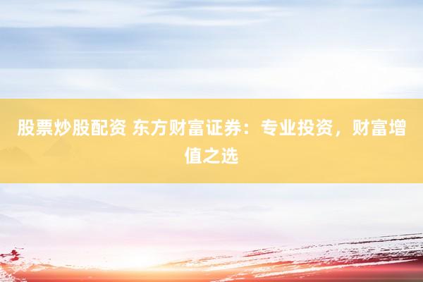 股票炒股配资 东方财富证券：专业投资，财富增值之选